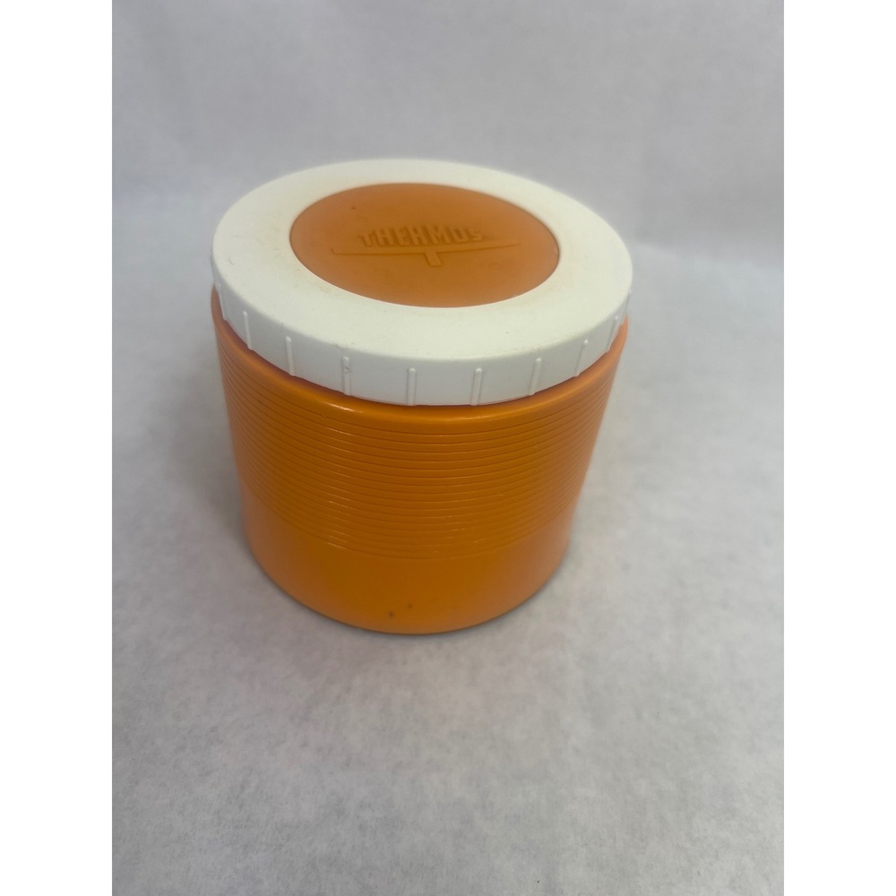 Vintage Thermos Insulated Food Jar Orange White Model 1155 King-Seeley USA